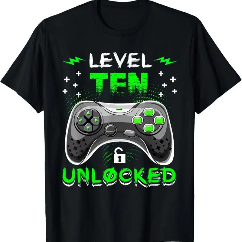 

Level 10 Unlocked Birthday Boy 10Th Video Game Ten Years Old T Shirt