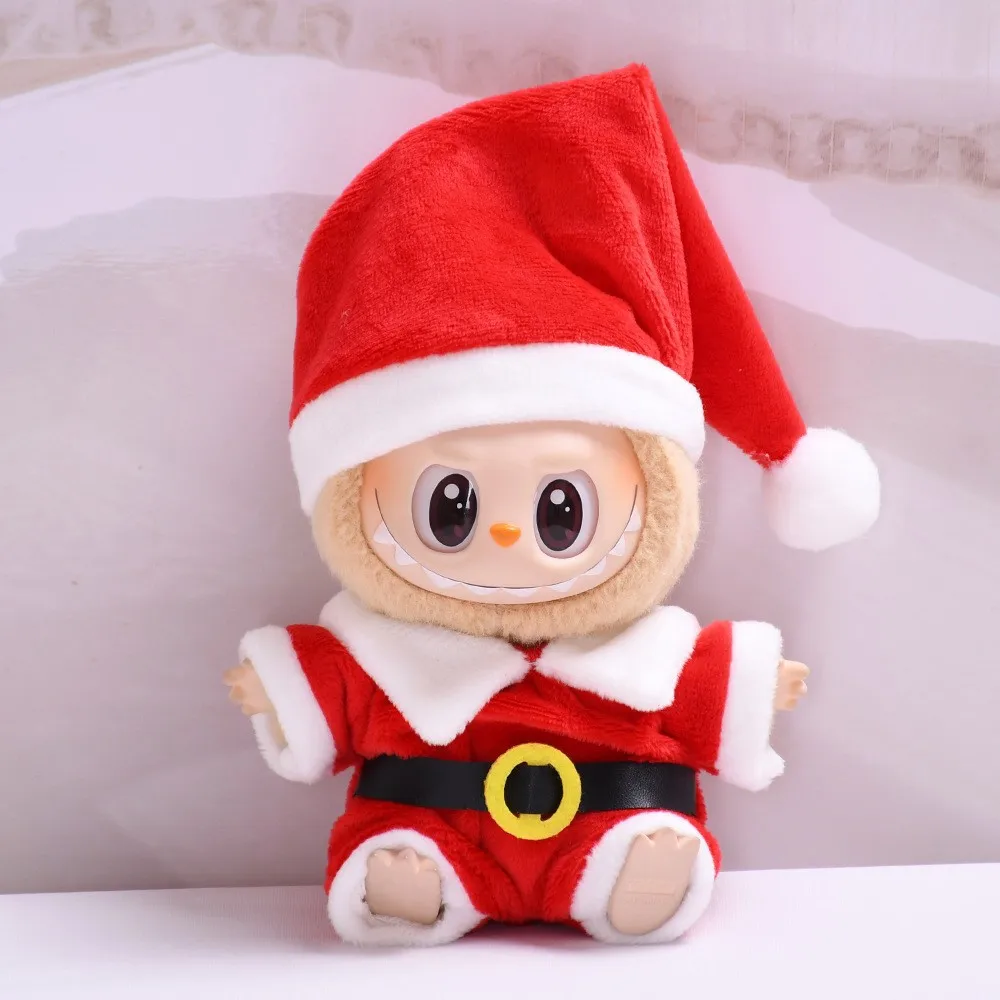 Mini vestiti per bambole di peluche Accessori per abiti per la Corea Kpop Labubu V2 Idol Sit down festa di Natale biscotto uomo amore cappello Abbigliamento