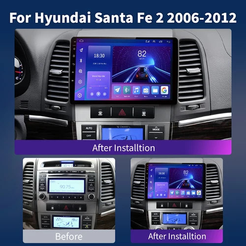 Imagen 2 del producto Android 16 para Hyundai Santa Fe 2 2006 - 2012 Auto Radio Estéreo reproductor Multimidia navegación GPS Carplay Android Auto 2din DVD