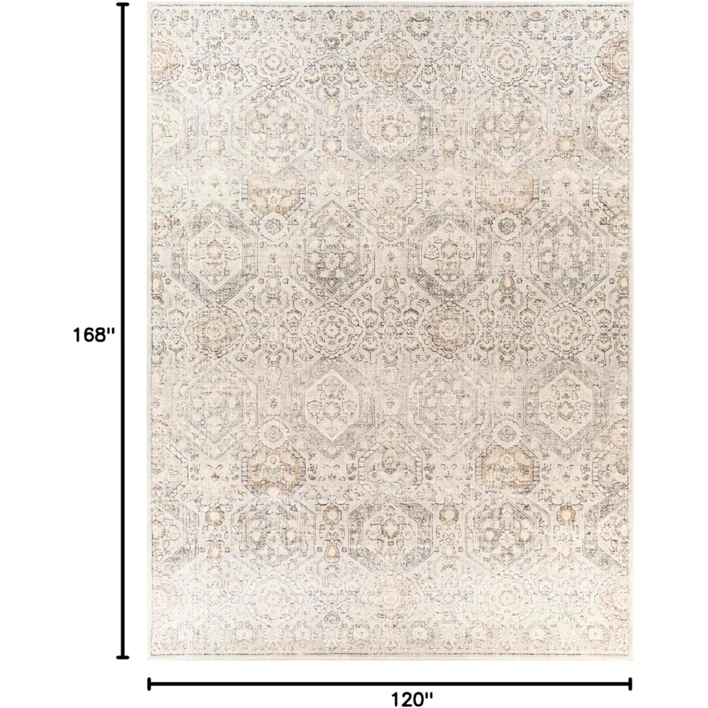 Area Rugs, 10x14 Geelbroek Traditional Tan/Ivory Rug, Grey Brown Beige Carpet for Living Room, Bedroom or Kitchen (10' x 14')