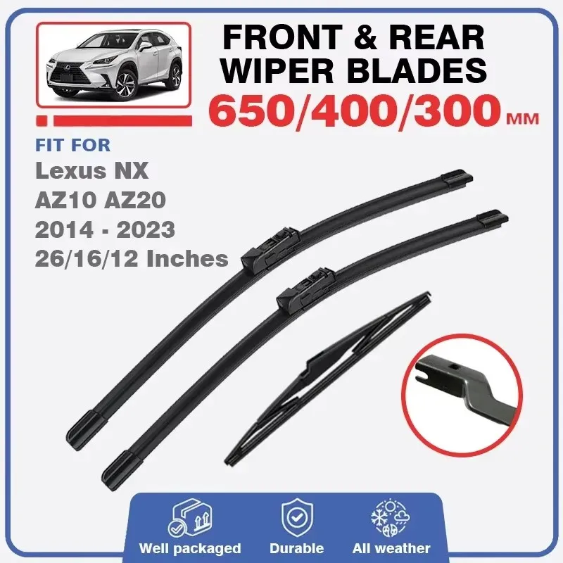 Set For Lexus NX 2014 - 2023 Front Rear Wiper Blades NX200 NX200t NX300h AZ10 AZ20 Windshield Windscreen Window Car accessories