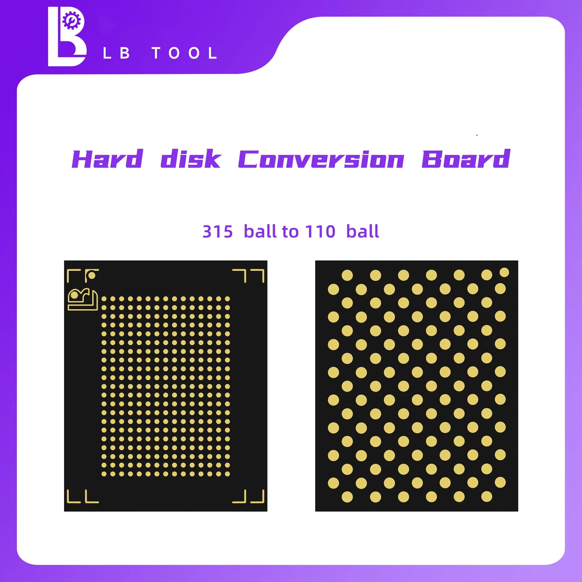 LB TOOL 11-15 NAND Chip Hard Disk BGA110 Transfer Gasket BGA315 To 110 Pin Conversion Sheet for IPhone IPad NAND 64-512GB