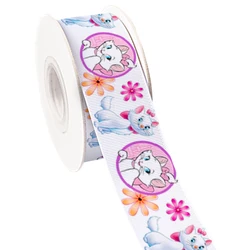 5Yards Disney Cartoon Marie Cat Pattern Printing Grosgrain Ribbon for DIY Hair Bows Meterials