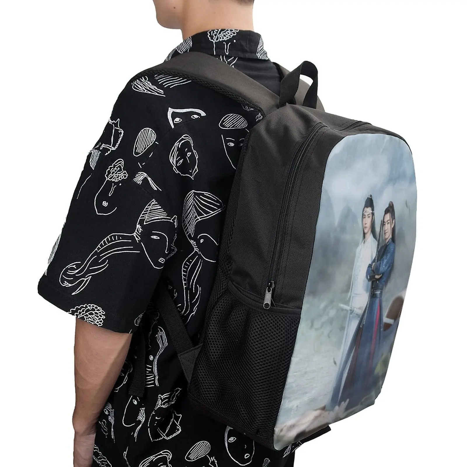 3 in 1 Set 17 Zoll Rucksack Lunch Bag Stift Tasche die Untameds Print Art leichte Hoodie langlebige lässige Grafik eng anliegende Sport Act