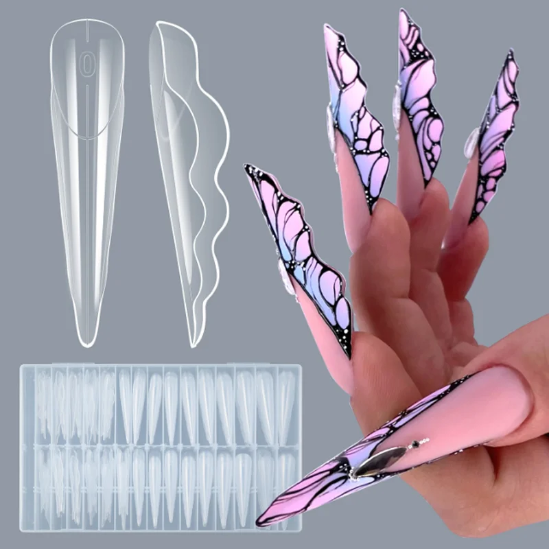 

150PCS Crystal Butterfly Extended Fake Nails Multiple Sizes Wearable Ballerina Nail Tips Press On Nails Nail Manicure Extension