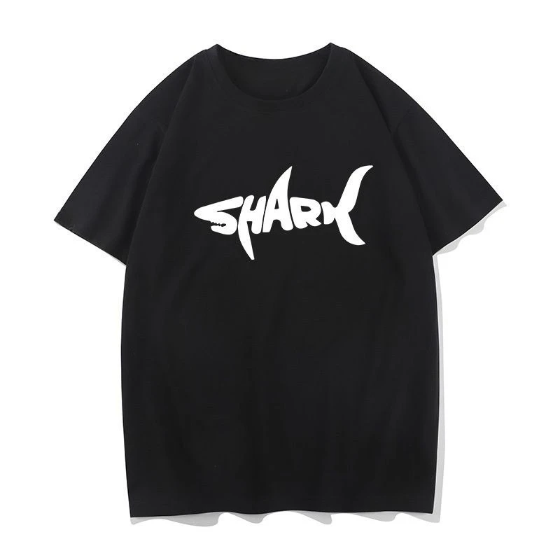 

Xiuluo Shark Shark Clothing, футболка с короткими рукавами из чистого хлопка, повседневный топ с принтом, базовый слой, одежда для пар