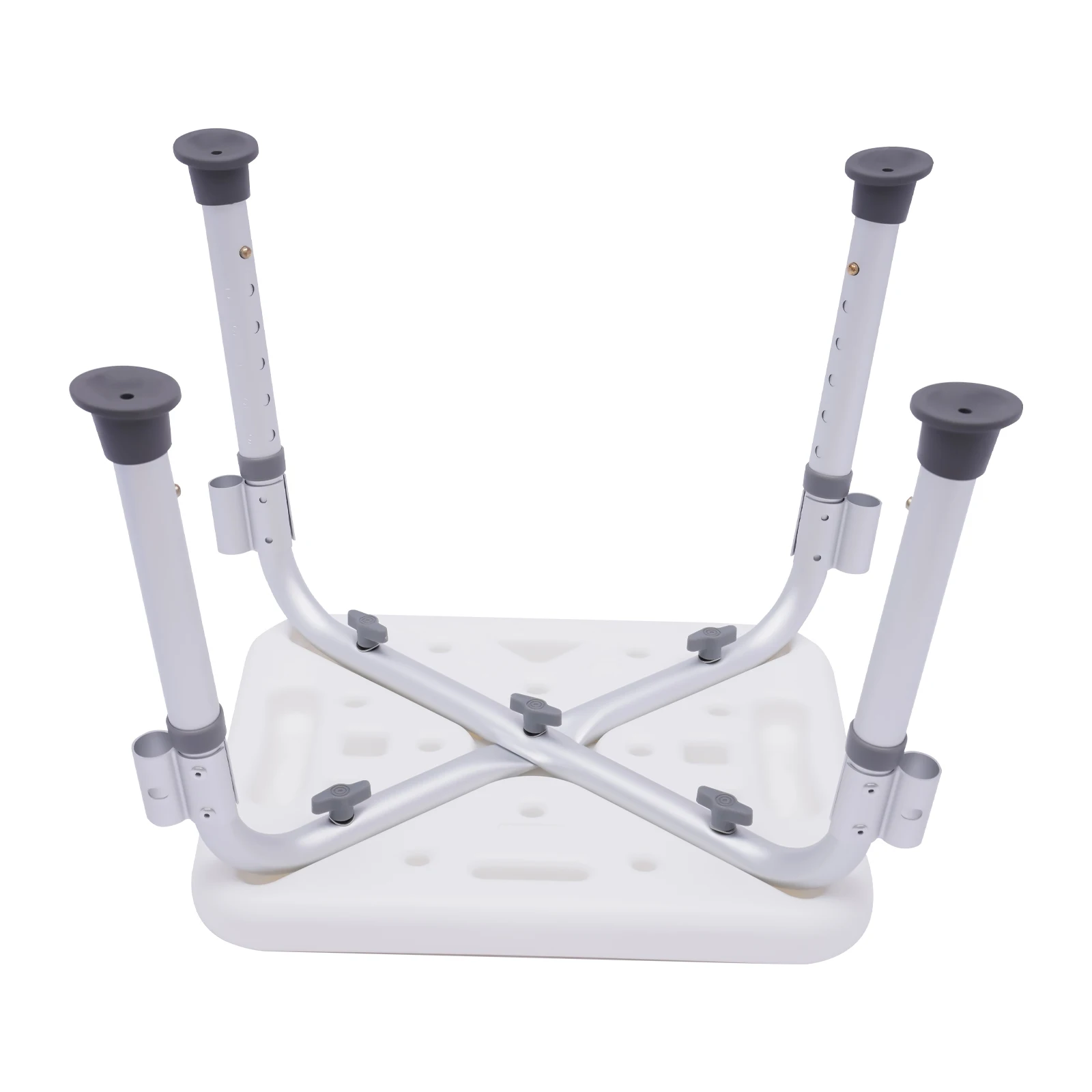 Duschhocker, 150 kg, Duschstuhl für Senioren, rutschfester Duschsitz, höhenverstellbarer Badezimmerhocker mit Armlehne, Aluminium