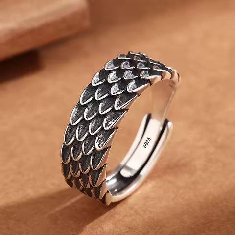 925 Sterling Silver Rings For Women Geometric Fine Jewelry Finger Adjustable Simple Feather Ring For Party Birthday Gift