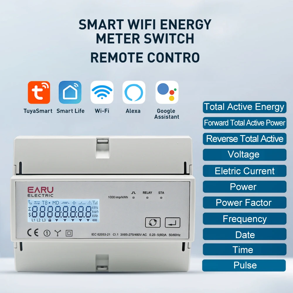 Imagem -06 - Tuya Wifi Zigbee Trifásico Bidirectional Energy Meter Kwh Monitor 3*110 190v ou 230 400vac com Pcs Split tipo Transformer ct