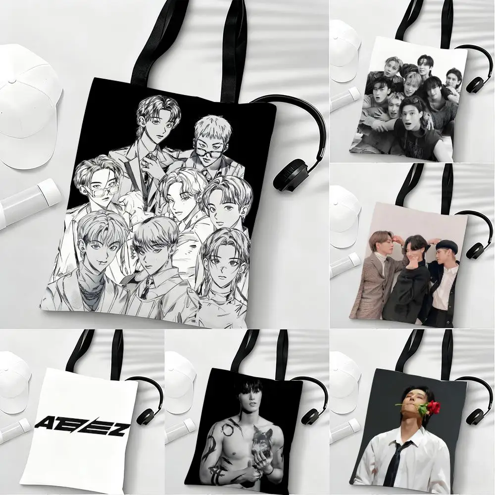 حقائب تخزين ATEEZ Kpop خفيفة الوزن وصديقة للبيئة وعصرية ومتعددة الأغراض وحقيبة كتف قماشية ذات سعة كبيرة #1