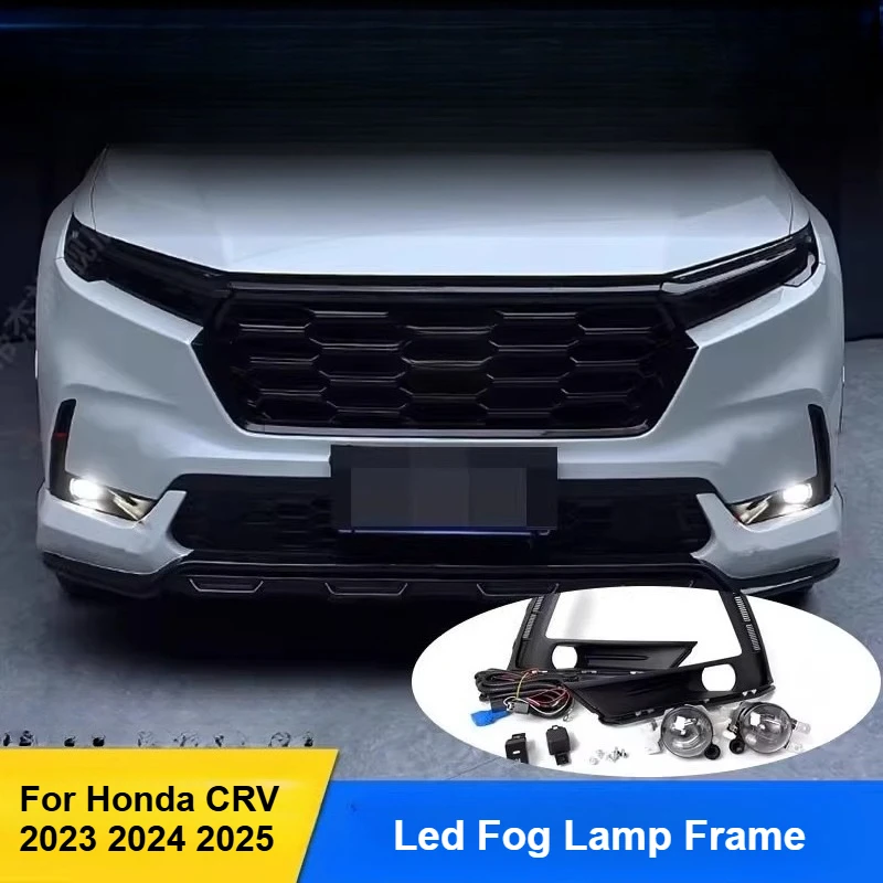 

For Honda CRV 2023 2024 2025 Led Fog Lamp Assenbly Daytime Running Light Front Fog Light Frame Modification Accessories