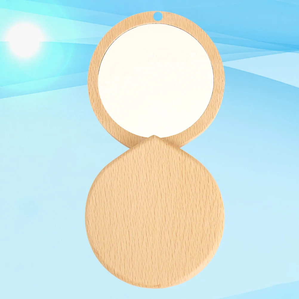 Petit miroir de maquillage portable en bois, miroir de poche pour femmes, filles, dames, 1 pièce