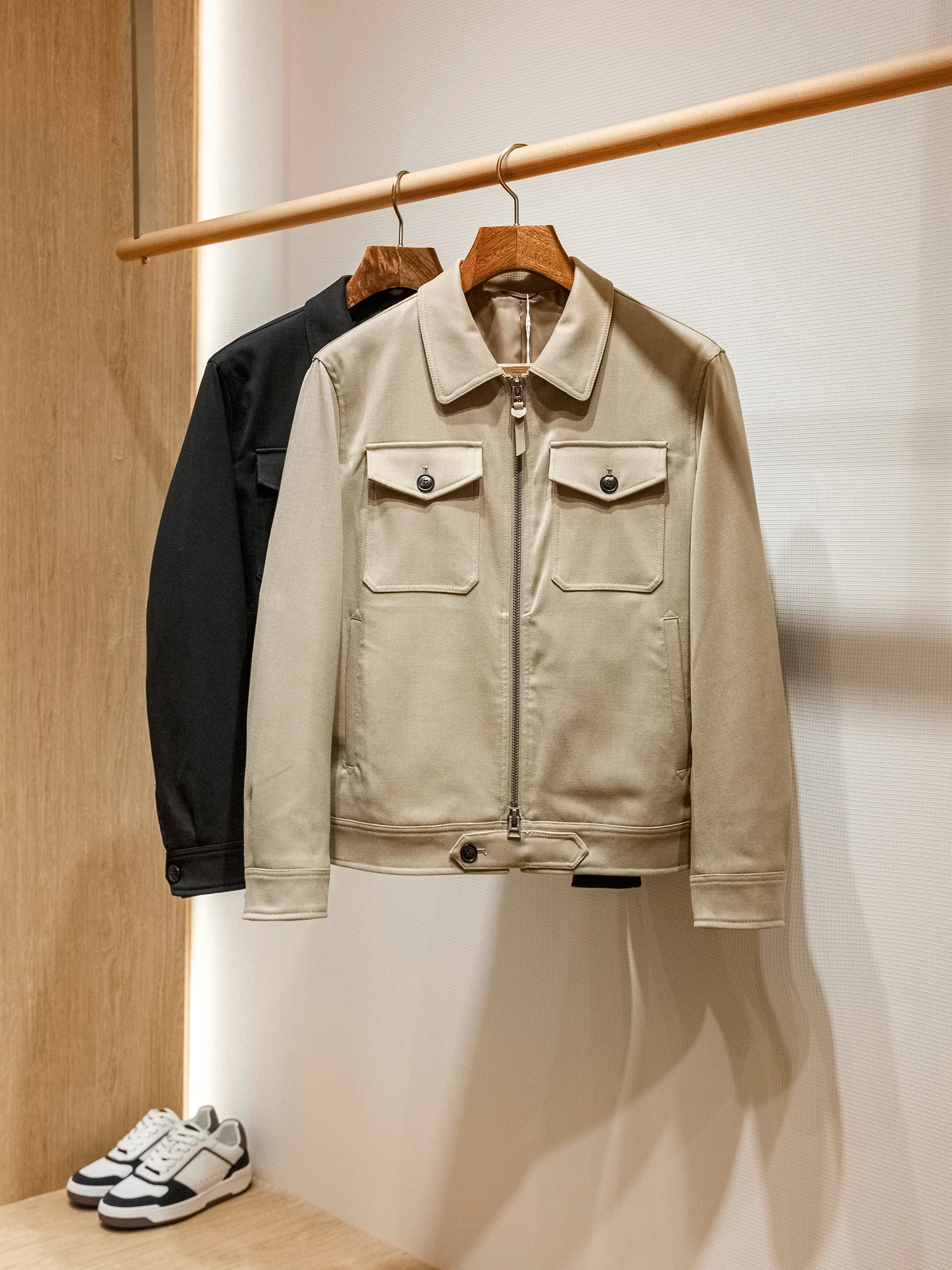 

High Quali Casual Wool Silk Mixed Pilot Jaet for Men Autumn Season Stand Fit Faion Urban Sle Long Sve Coat