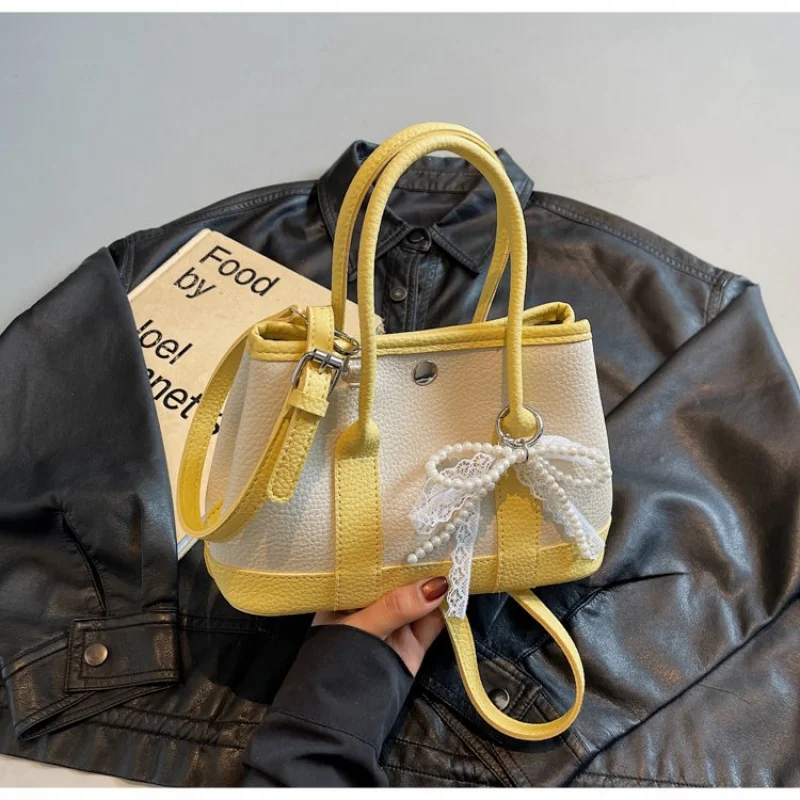 Bolsos de mano para mujer a la moda hechos de cuero con patrón de lavanda con estilo moderno diario suave y espacioso refinado de París informal ​