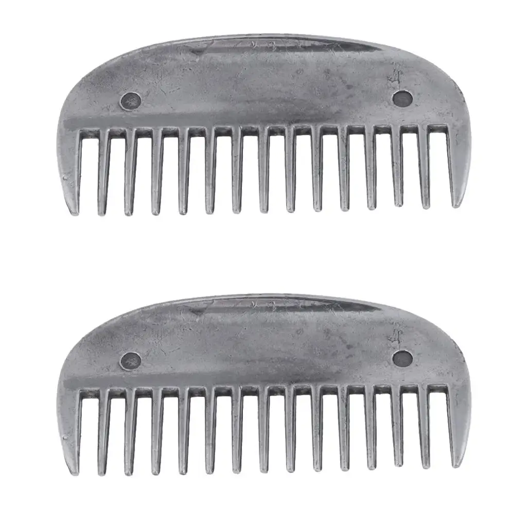 

2 Pieces Stainless Curry Comb Brush Equestrian Grooming Supplies