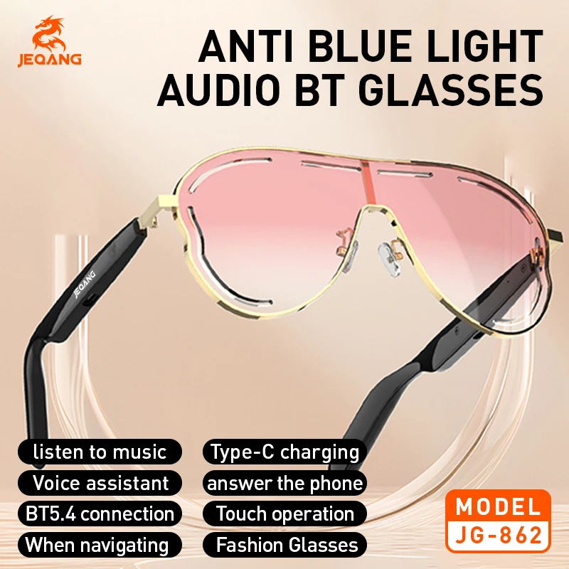 

JEQANG JG-862 Bluetooth sun smart glasses listen to music/Type-C charging/Voice assistant/answer the phone/Touch operation