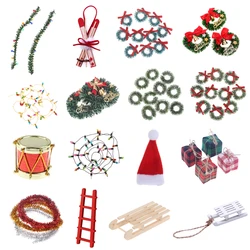 New 1:12 Christmas Wreaths Miniature Fairy Garden Home Decoration Mini Craft Dollhouse Micro Decor DIY Gift Dollhouse Decor