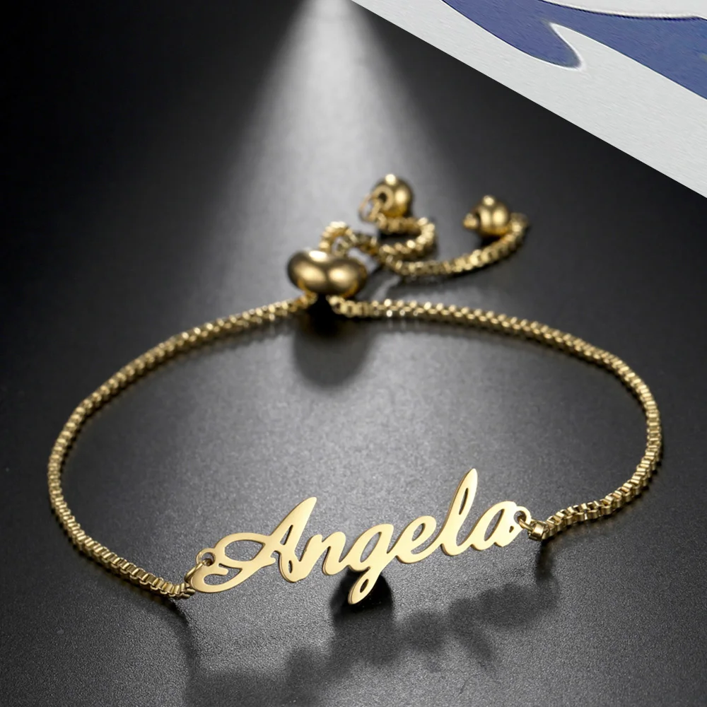 

Jewelry Custom Name Bracelets for Women Adjustable Personalized Stainless Steel Fashion Beautiful Gift Wholesale Direct Sales