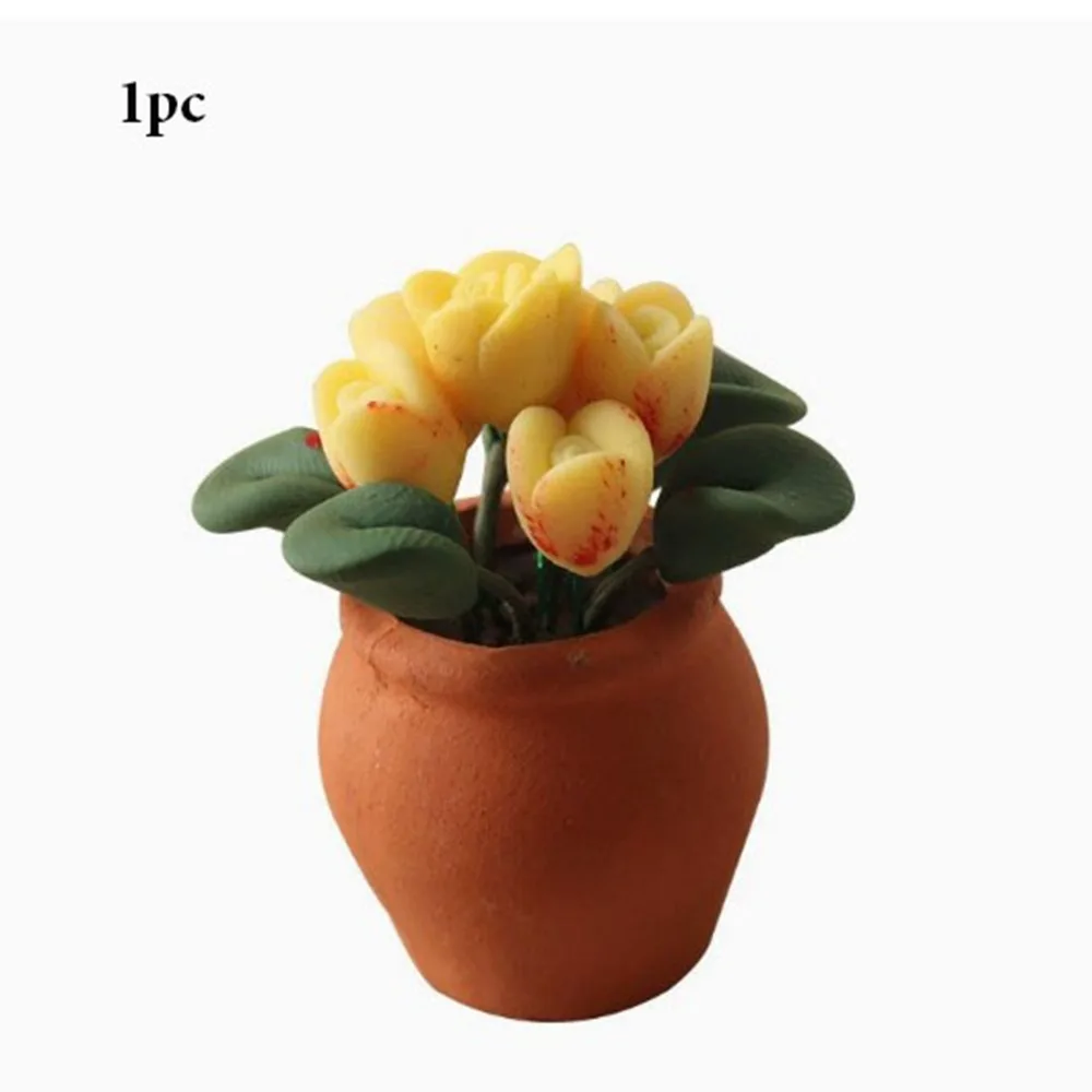 

1:12 Dollhouse Miniature Potted Plant Multistyles Mini Green Leaves Plant Pot Play House Decor Doll House Accessories