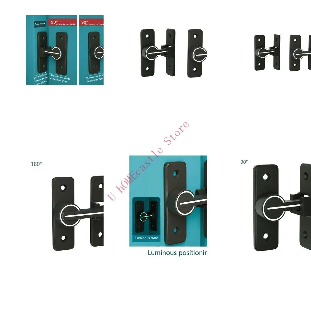 63HF Anti-Theft Door Locks Luminous Barn Door Lock Bathroom Rotate Lock Indoor for La