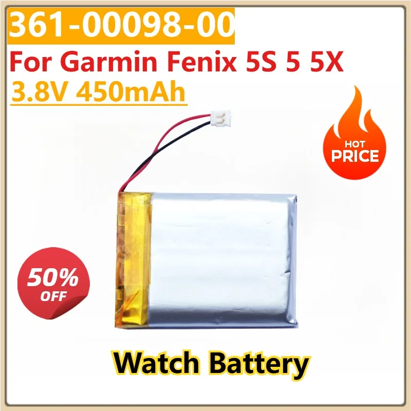 

New Replacement Watch Battery 361-00096-00 361-00097-00 361-00098-00 3.8V 450mAh For Garmin Fenix 5S 5 5X