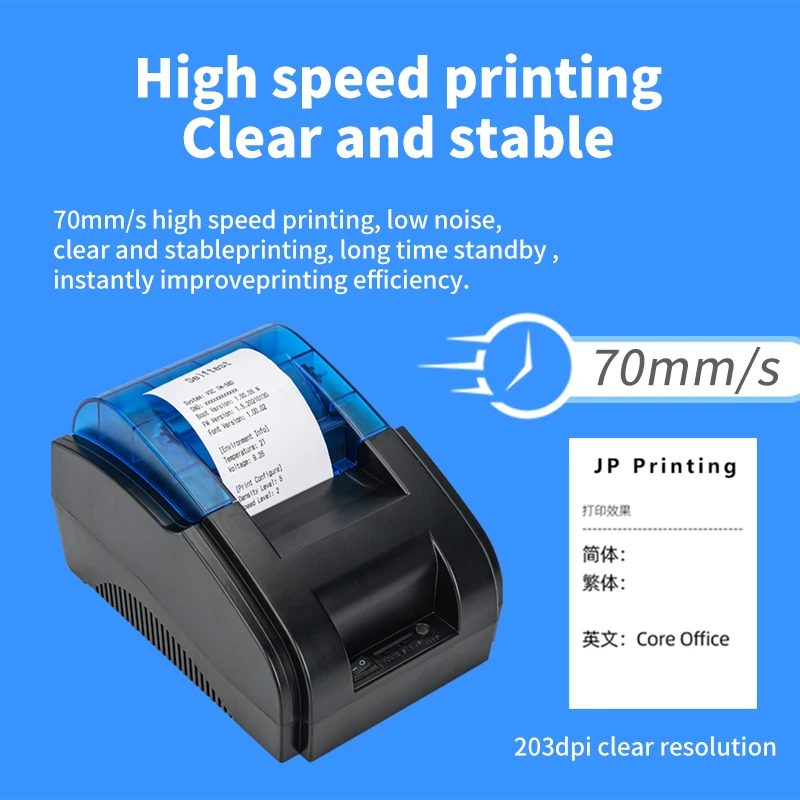 58MM Desktop POS Cashier Printer USB Bluetooth Thermal Receipt Printer Restaurant Sales Kitchen Bill Printing for Mobile Windows