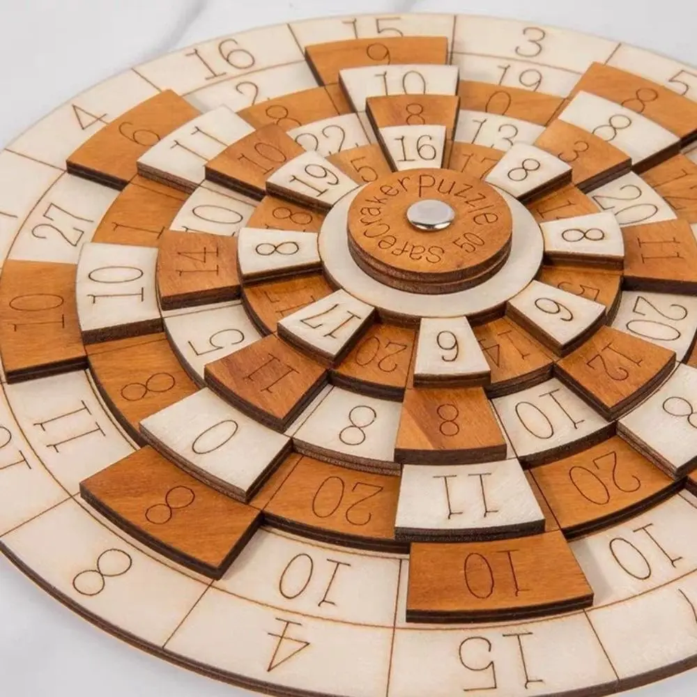 Round Turntable Number Puzzle Classic Number Difficult Math Game Wooden Puzzle Wooden Digital Creative Design Brain Teaser