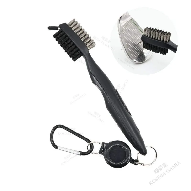 

Очиститель мячей для гольф-клуба, двусторонняя щетка для чистки канавок для гольфа, клин клюшки, жесткая щетина, прочные эргономичные аксессуары для гольфа