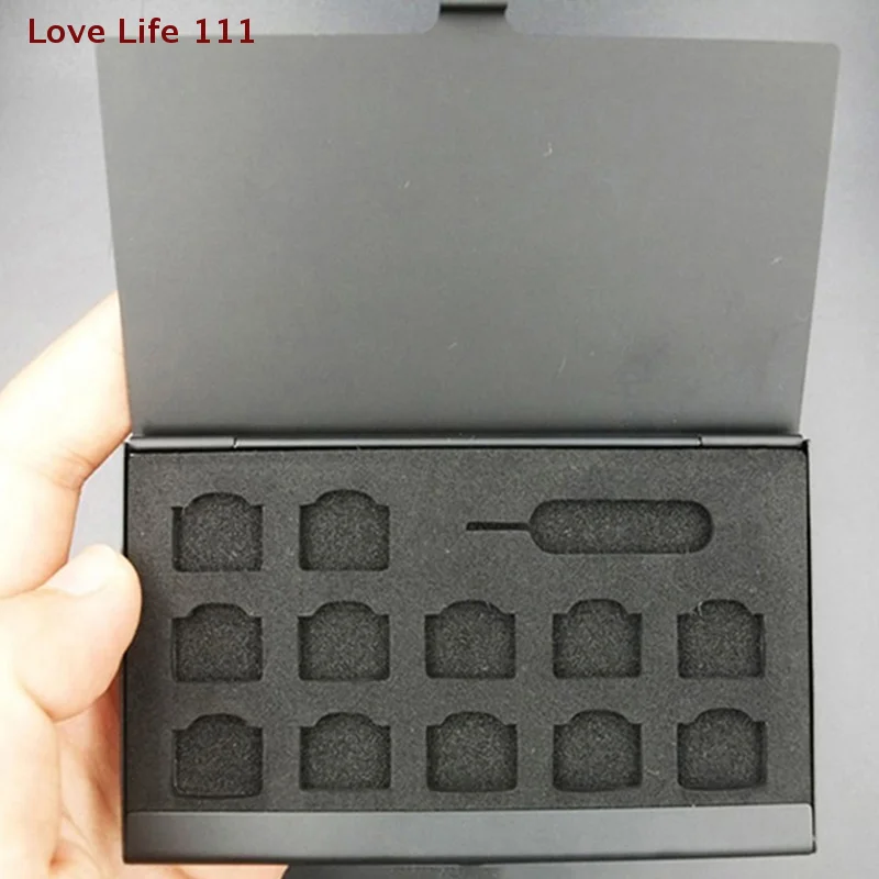New 12-Slots-NANO+1-Slot-Card-Pin Aluminum Portable SIM Micro Pin SIM Card Nano Memory Card Storage Box Case Protector Holder