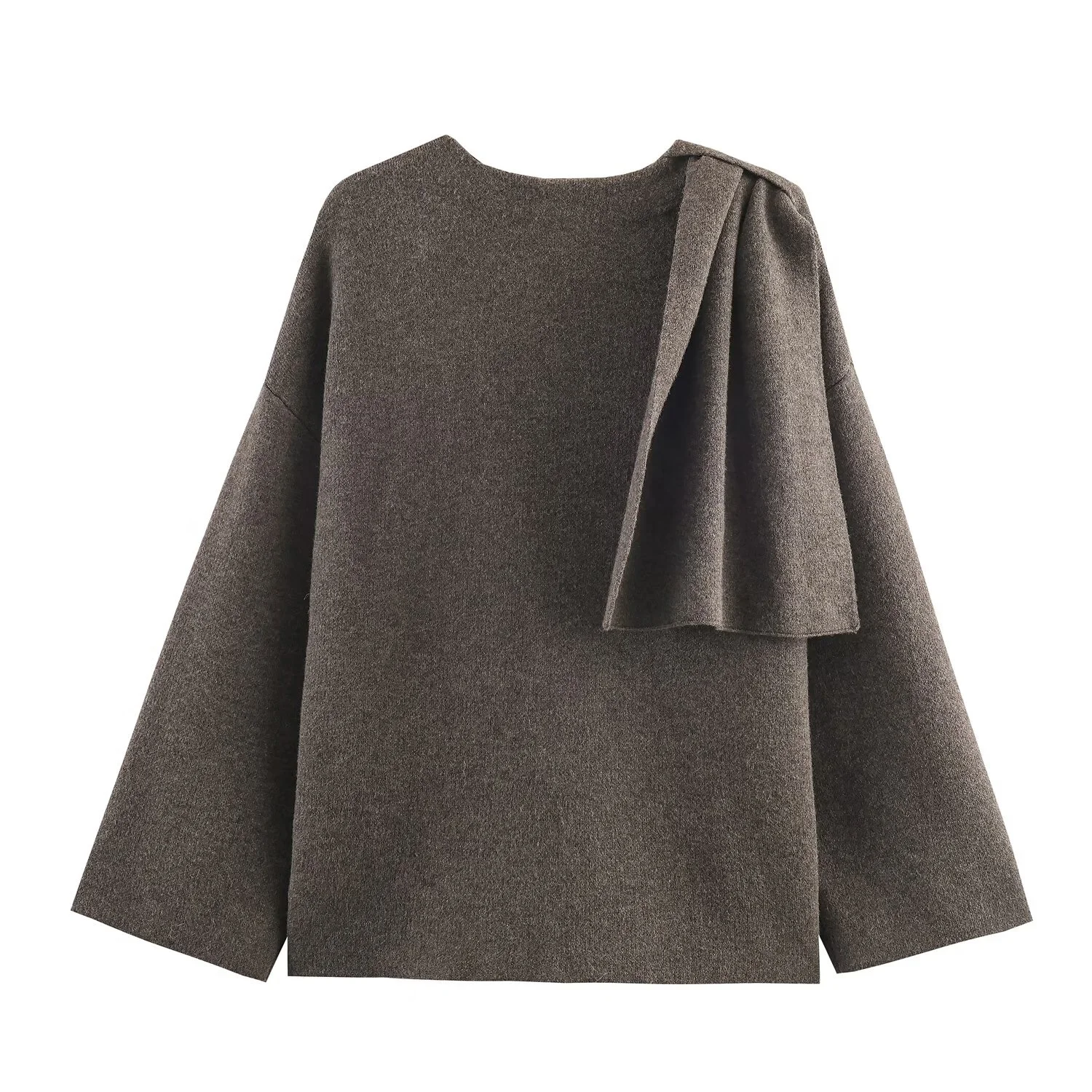 2025 Winter New Product Women's Clothing Double breasted Invisible Button Long Sleeve Big Match Scarf Knitted Short Coat Coat