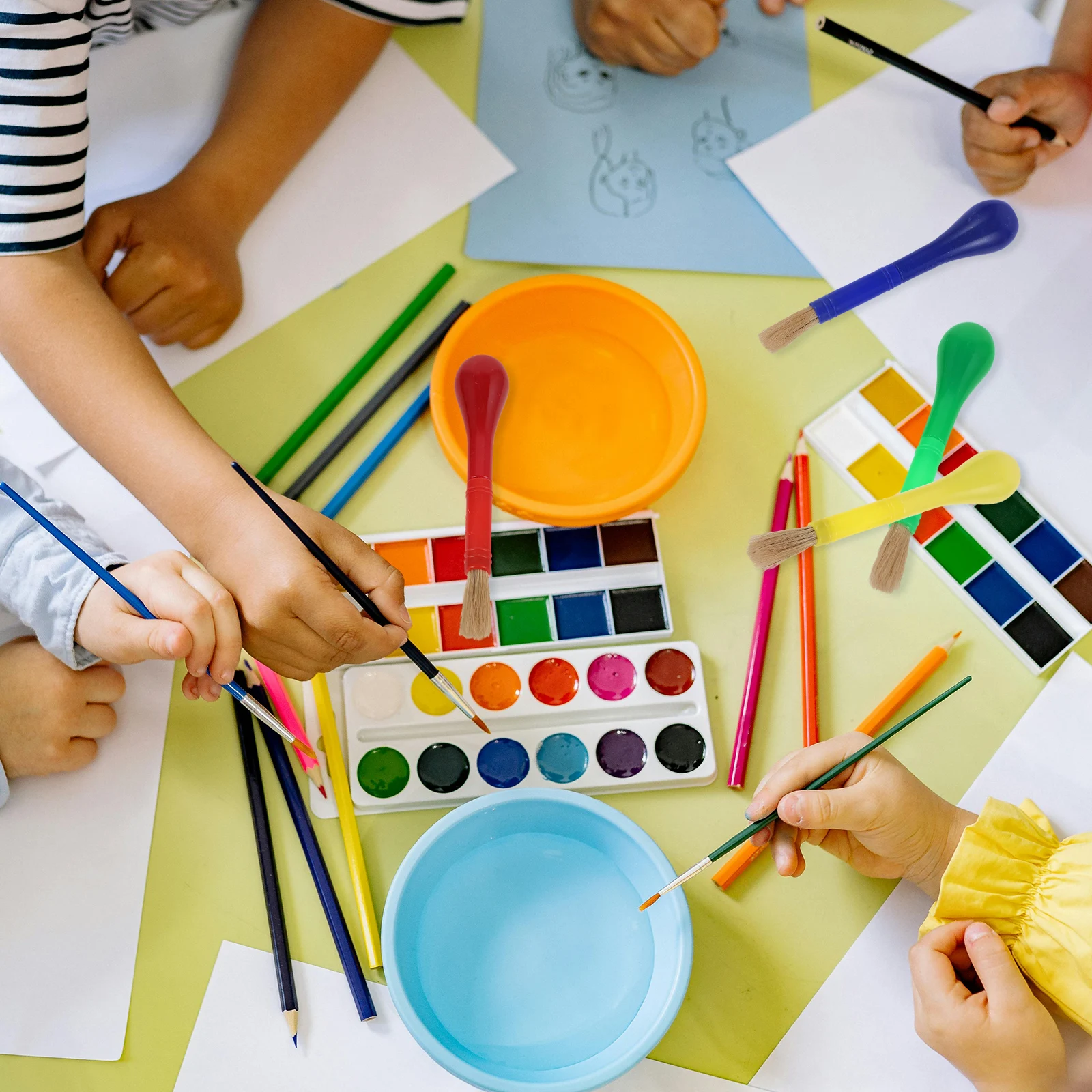 

4 Pcs Children Paint Brushes Kids Drawing Art Supplies Plastic H Small Brush Set Painting Tool Watercolor Accessories