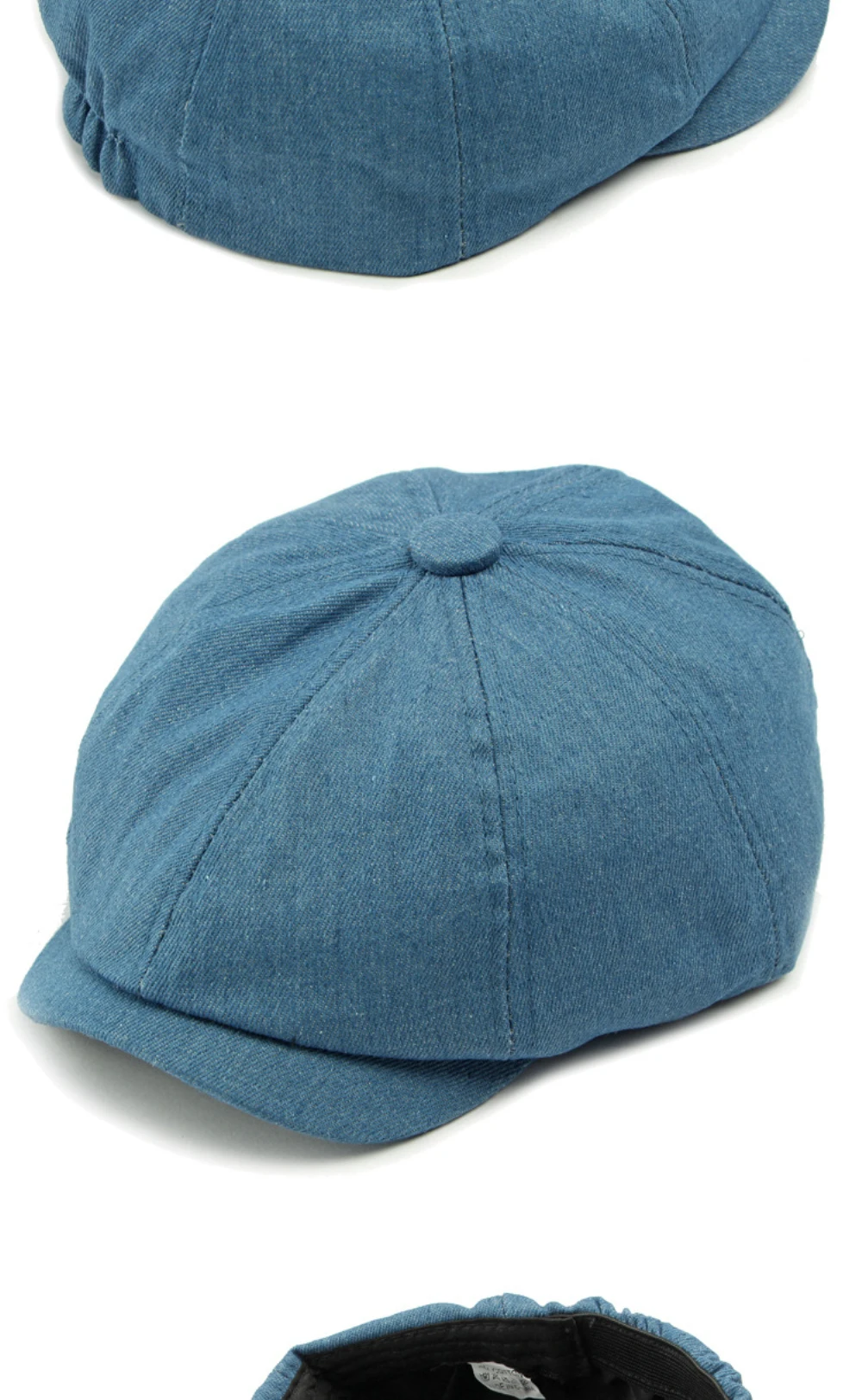 HT4547 Baskenmützen für Herren und Damen, Frühling/Sommer, Einfarbige Achteckige Flache Mützen, Retro Künstler-Malermütze, Verstellbare Baskenmütze – Detail 12