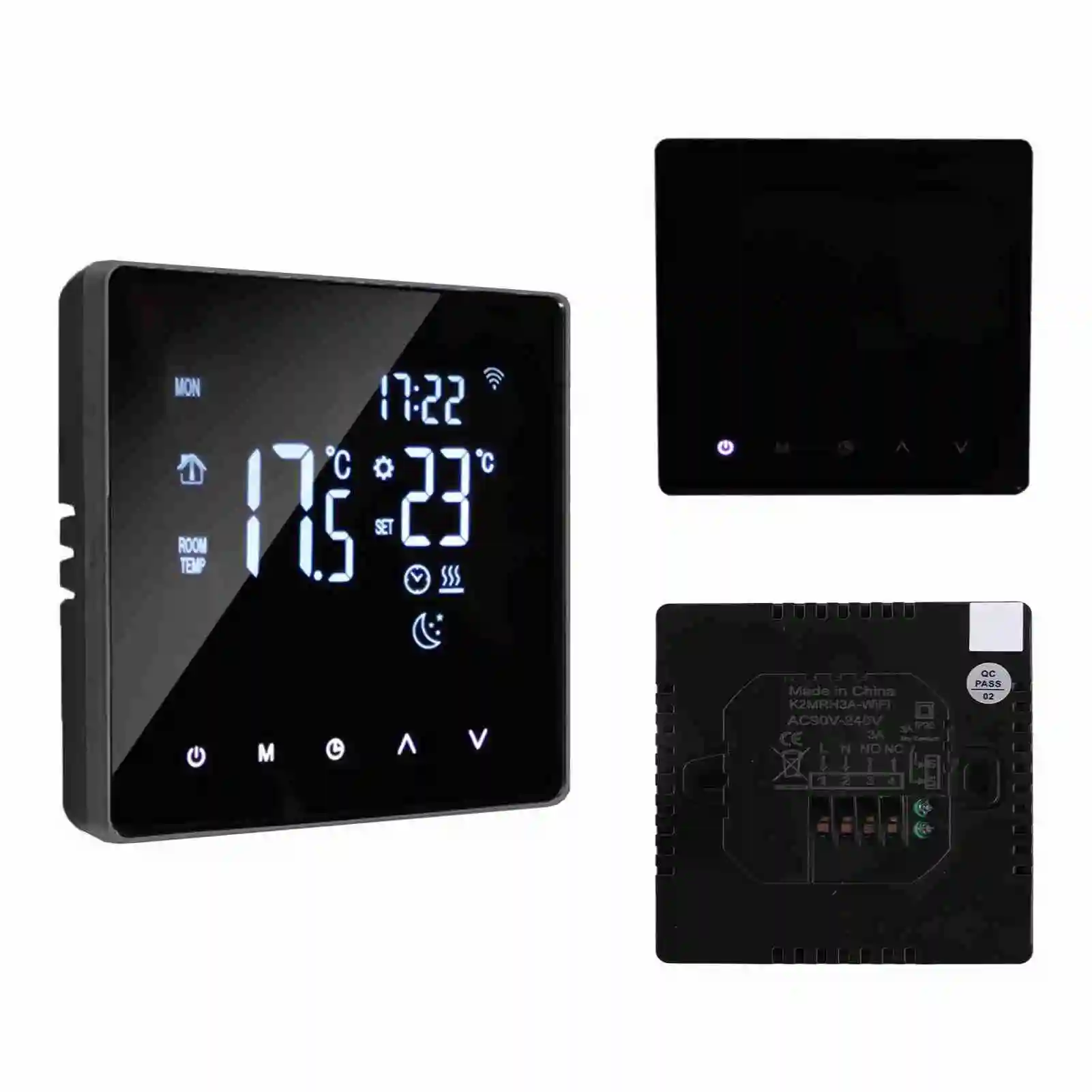 منظم حرارة ذكي للتدفئة تحت الأرضية واي فاي، شاشة LCD قابلة للبرمجة أسبوعيًا مع التحكم في التطبيق للمنزل