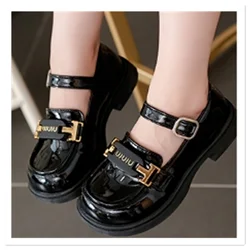 Girls' Leather Shoes Summer 2023 New Fashionable and Fashionable Children's Princess Shoes, Big Kids British Style Little Girls