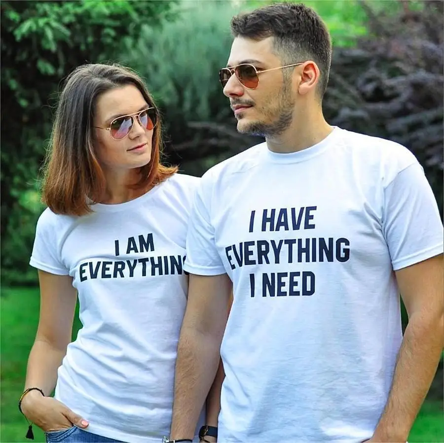 

Women T Shirt Matching Tshirt I Have Everything I Need I AM Everything Letter Print Summer Couples Lovers T-shirt Casual Top