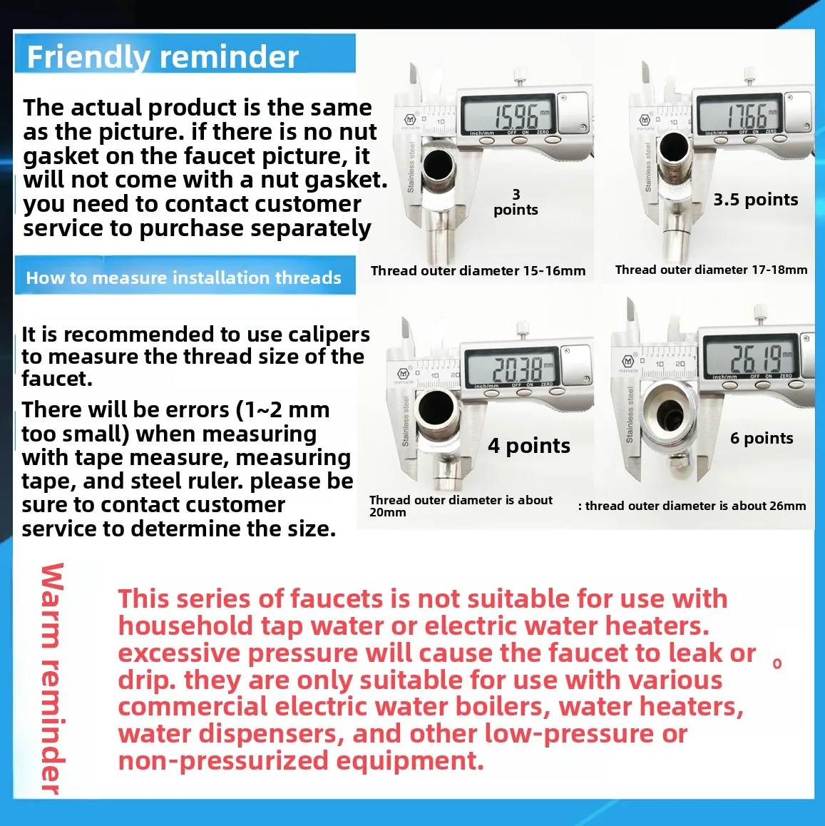 3 & 4 Points All Copper Hot Water Tap High Temp Resistant Faucet Electric Water Heater Water Tank Boiler Accessories