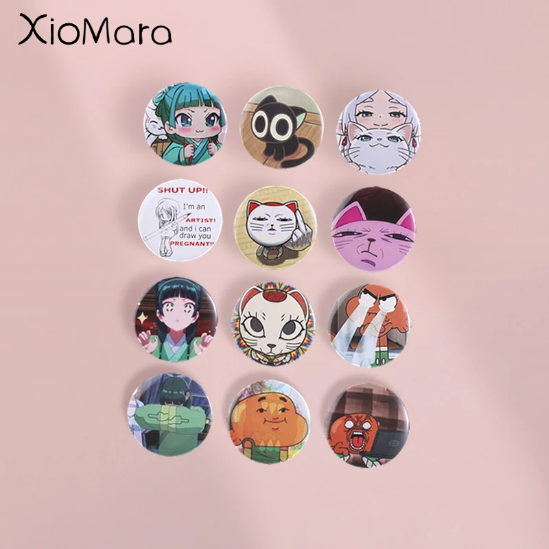 Creative Funny Cartoon Character Tinplate Pin,Multiple Anime Figures with Funny Expression,Fashion Accessory,Gift for Friend