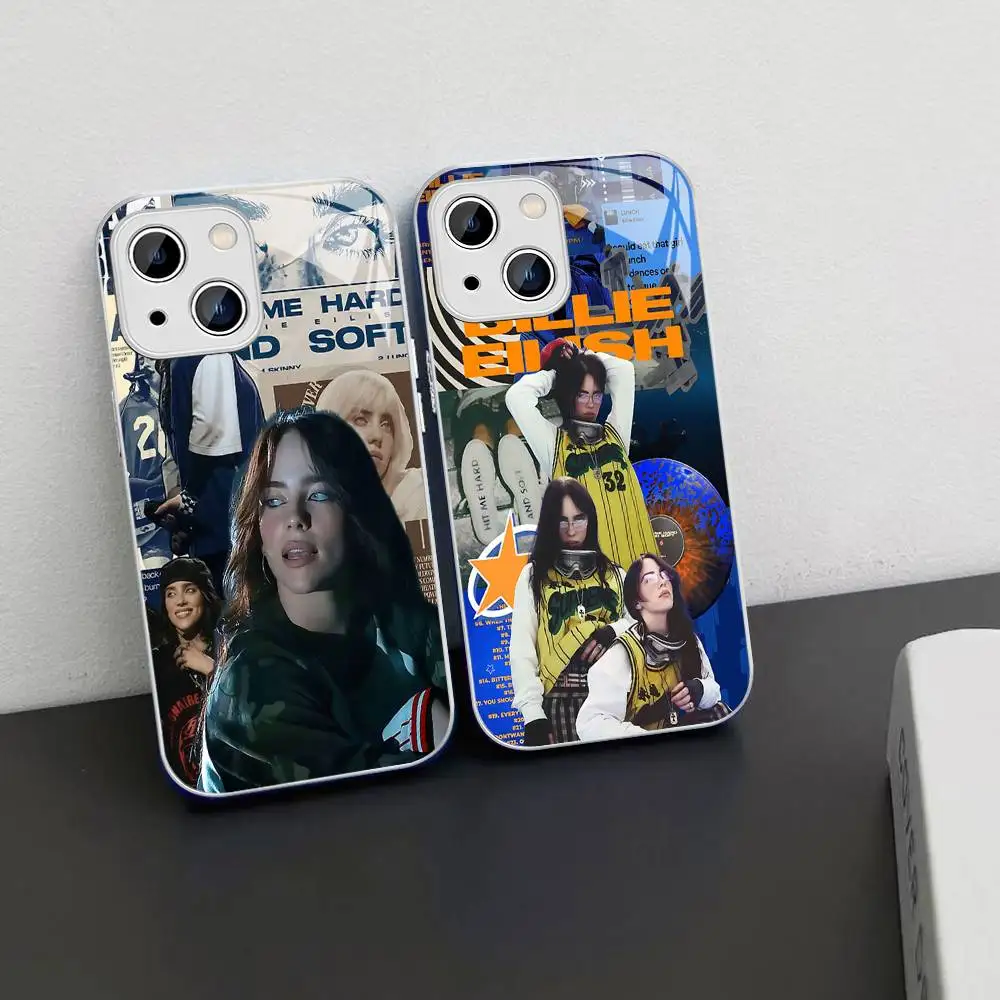 Pop B-Billies Singer E-EilishS Tempered Glass For Iphone 14 13 12 11 Pro Mini XS MAX 14Plus X XS XR Cover