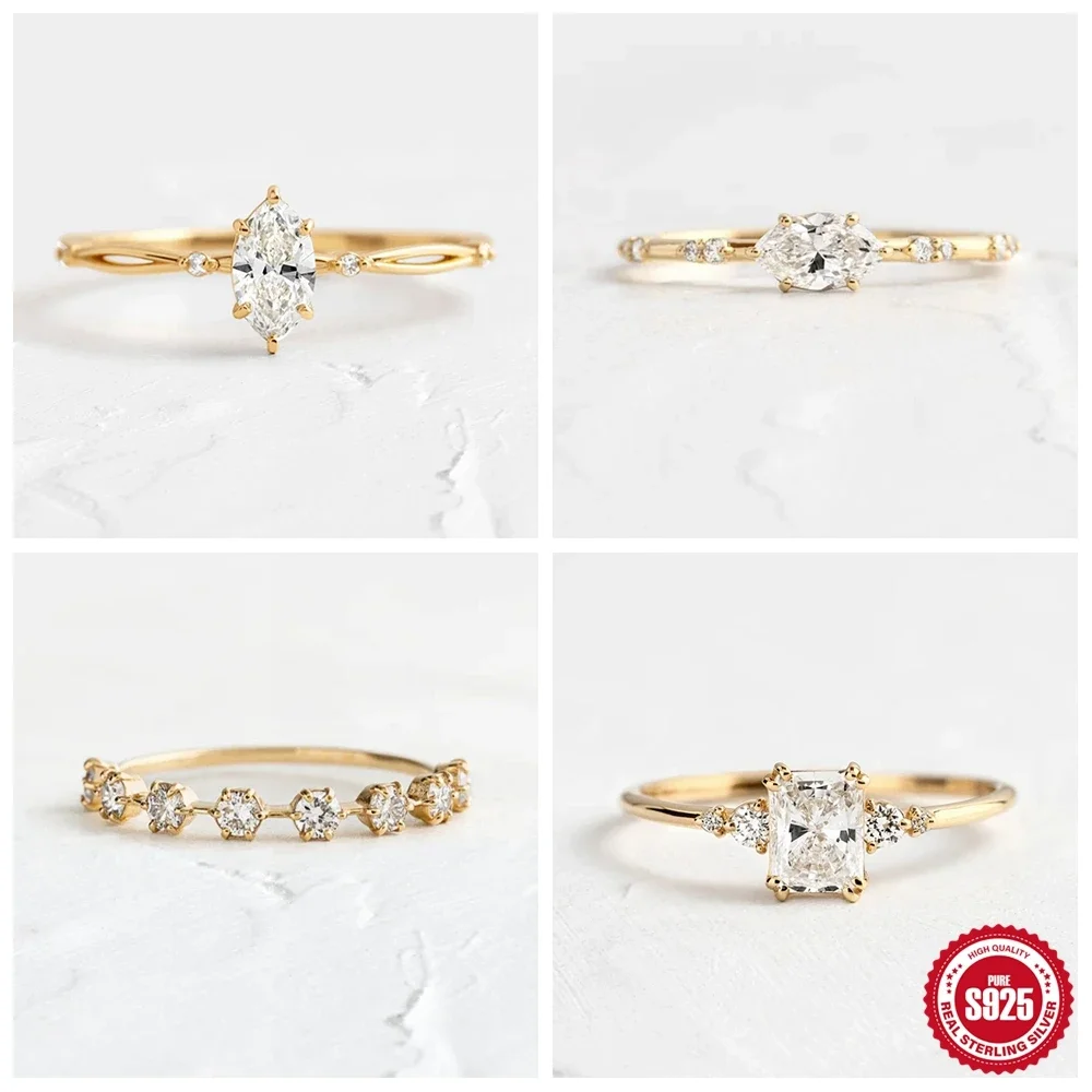 KO cincin cantik elegan trendi untuk wanita, cincin Aksesori Perak zirkon berkilau 925 Sterling, cincin jari romantis untuk wanita