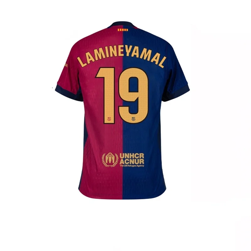 Barcelona Home Camiseta de fútbol de manga corta para fanáticos Edición de fanáticos de verano para hombres Camiseta de equipo cómoda de secado rápido