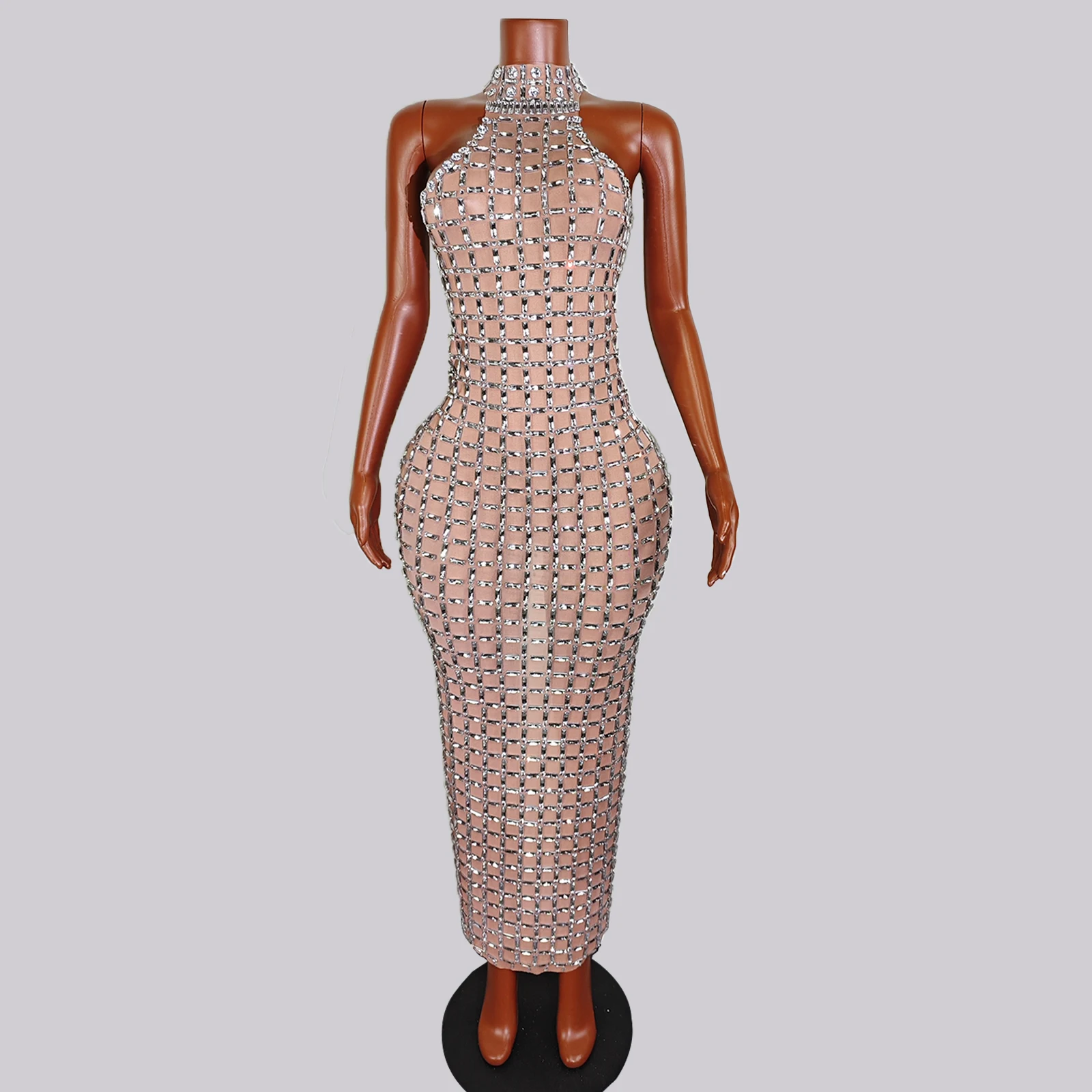 

Event Costume Luxury Full White Crystal Long Dress Mesh Drag Queen Stage Outfit GOGO Dance Wear Celebrate Costume Singer Clothes