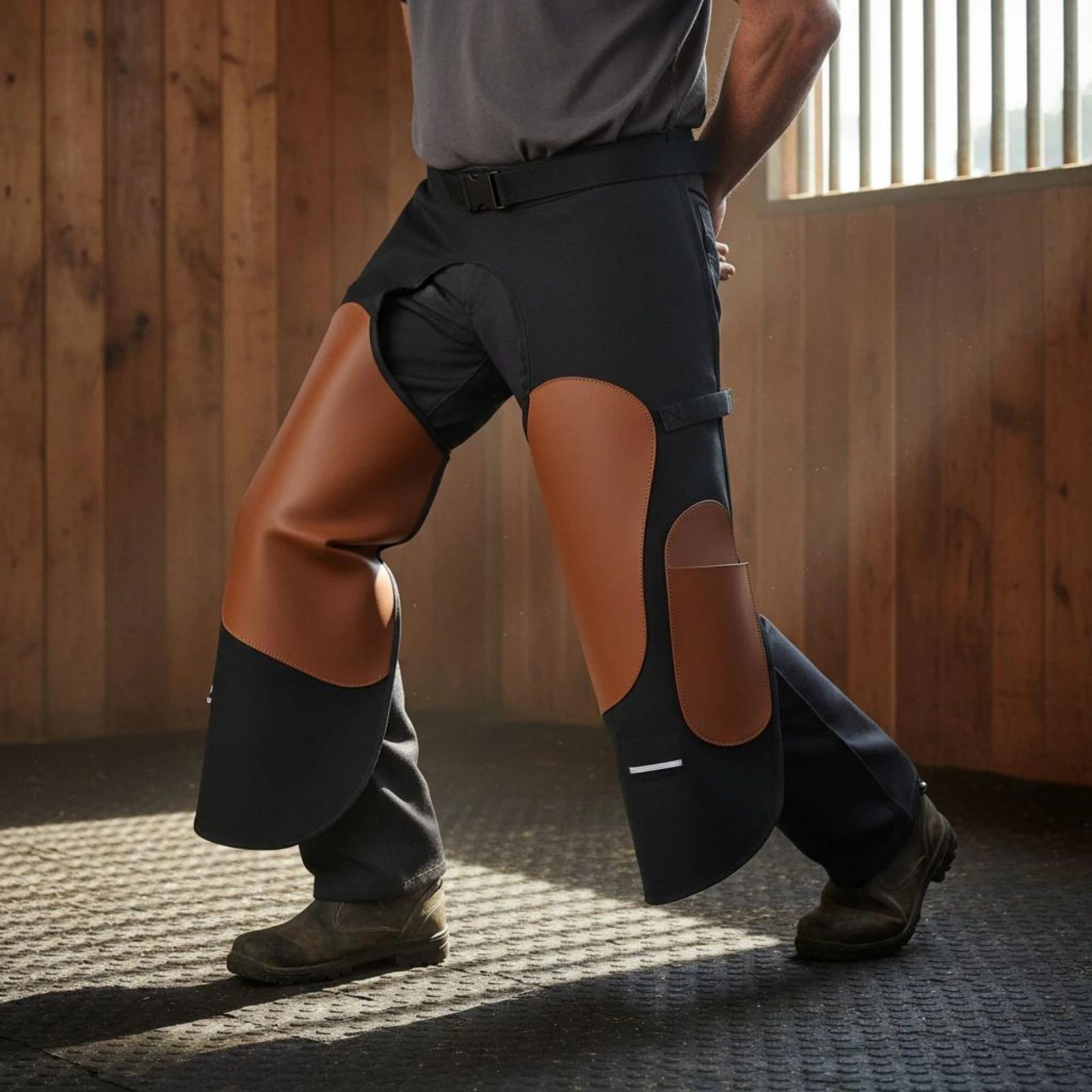 Hoof-Trimming Apron Reinforced Panels Hoof Trimming Apron Farrier Leg Guards Cutout Crotch Encircling Leg Guard Side Pockets