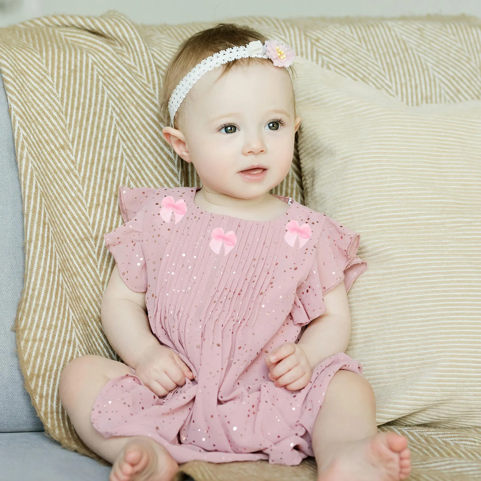 

200Pcs Pink Mini Bows Polyester Ribbon Cute Hair Accessories for Girls DIY Crafting 0.8inch Tiny Premade Bows Hair Ribbon