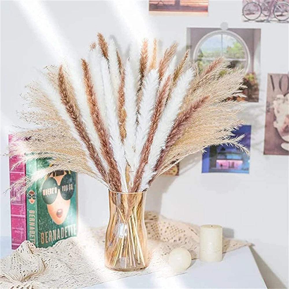 85pcs Natural Pampas Grass Wedding Dried Flower Bouquet Pampa Decorative Reed For Boho Home Party Decor Decoration Arrangement