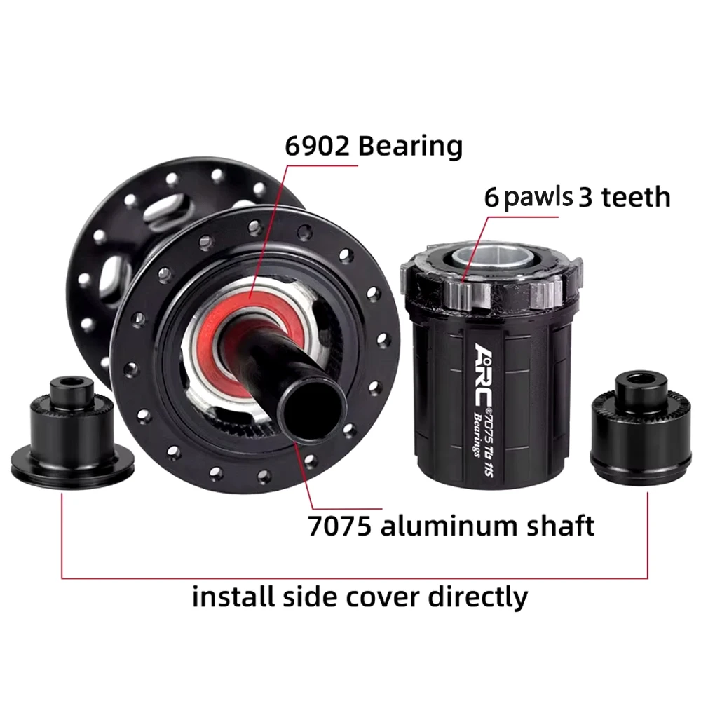 ARC MT039 MTB Bike Hubs 32 Holes Front 9/15x100mm Rear 135 142mm Bicycle Hubs 6 Pawls 114 Clicks for HG 8 9 10 11 MS XD 12 Speed