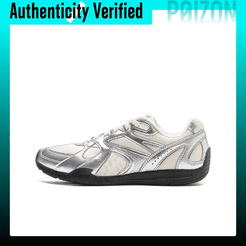 Li Ning Film Retro Abrasion Resistant Lightweight Low top Casual Shoes Women's Silver White AGLV204-1