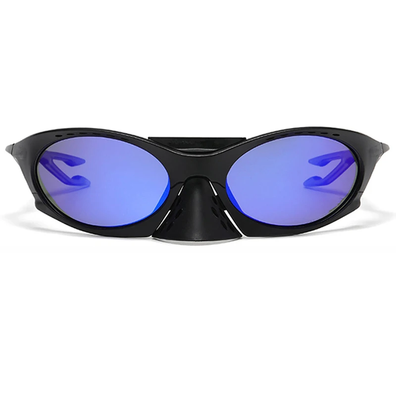 المتضخم Steampunk النظارات الشمسية الرجال العلامة التجارية تصميم مرآة فاسق نظارات شمسية للرجال الذكور الصيد نظارات رياضية UV400