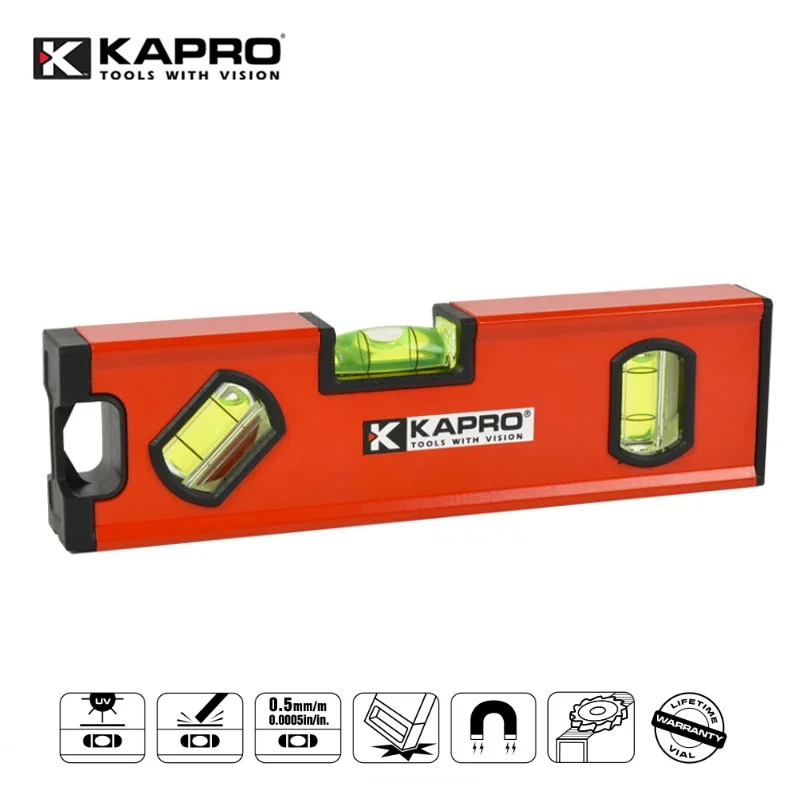 Kapro 10/20cm Portable Magnetic Spirit Level High Precision Aluminum Construction Leveling Tool Measurement Bubble Level Gauge