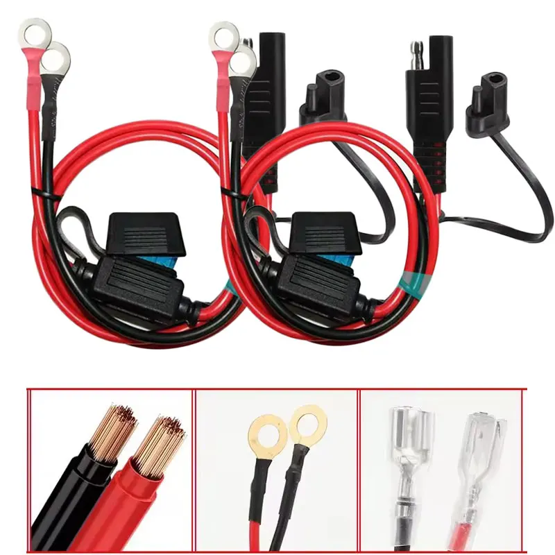 O-Ring 12V Charger Cable 16AWG for Motorcycle Battery Terminal Quick Extension Cable Cable Connector Auto Parts