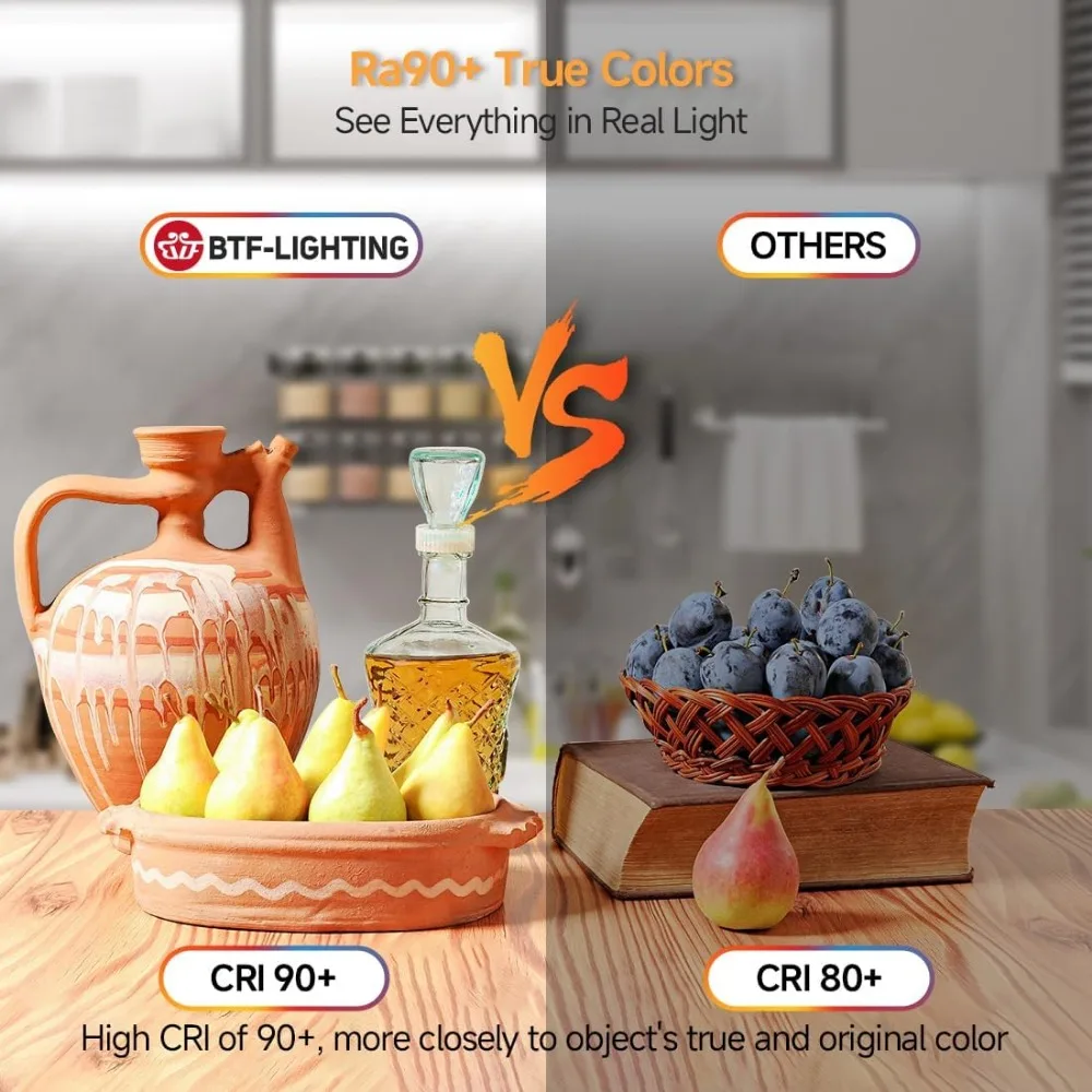 BTF-LIGHTING FCOB USB alimentado blanco cálido 2700K COB tira de luces LED 3,28 pies 320LEDs 5V 8mm de ancho 90 + alta CRI Ultra brillante Flexib